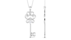 1/4 CT Certified Moissanite Vintage Gold Key Pendant Necklace