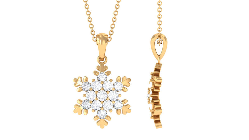 1.25 CT Certified Moissanite Snowflake Pendant in Gold