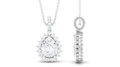Certified Moissanite Teardrop Pendant in Prong Setting