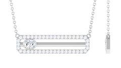 3/4 CT Certified Moissanite Gold Bar Necklace