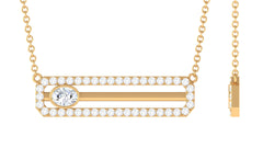 3/4 CT Certified Moissanite Gold Bar Necklace