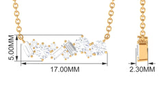 0.75 CT Round and Baguette Cut Moissanite Cluster Bar Necklace