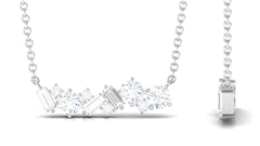 0.75 CT Round and Baguette Cut Moissanite Cluster Bar Necklace