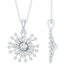 Certified Moissanite Sunburst Pendant in Prong Setting