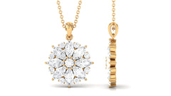Round and Marquise Cut Moissanite Statement Flower Pendant