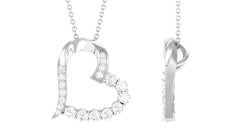 1 CT Round Cut Moissanite Heart Pendant in Prong Setting