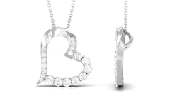 1 CT Round Cut Moissanite Heart Pendant in Prong Setting