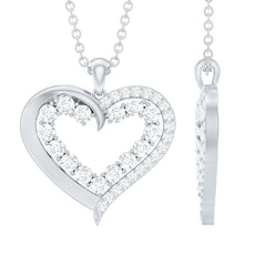 1 Carat Certified Moissanite Open Heart Pendant