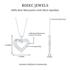 1 Carat Certified Moissanite Open Heart Pendant