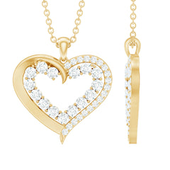 1 Carat Certified Moissanite Open Heart Pendant