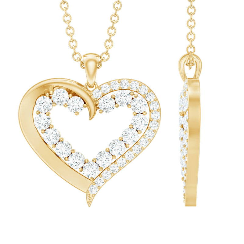 1 Carat Certified Moissanite Open Heart Pendant