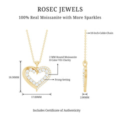 1 Carat Certified Moissanite Open Heart Pendant