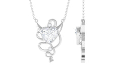 2.25 CT Moissanite Devil Heart Necklace in Bezel Setting