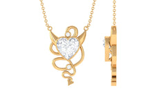2.25 CT Moissanite Devil Heart Necklace in Bezel Setting