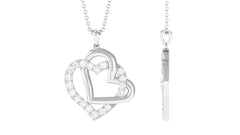 0.75 CT Round Shape Moissanite Interlock Heart Pendant