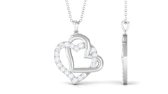 0.75 CT Round Shape Moissanite Interlock Heart Pendant