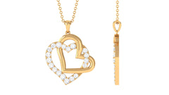 0.75 CT Round Shape Moissanite Interlock Heart Pendant