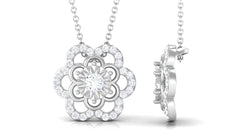 Certified Moissanite Floral Pendant Necklace