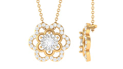 Certified Moissanite Floral Pendant Necklace