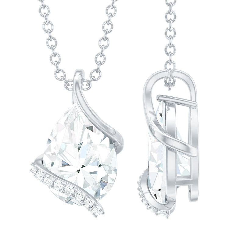 Minimal Moissanite Solitaire Pendant in Silver