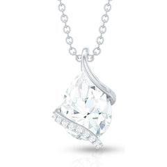 Minimal Moissanite Solitaire Pendant in Silver