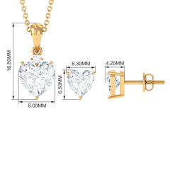 Heart Shape Moissanite Solitaire Pendant and Earrings