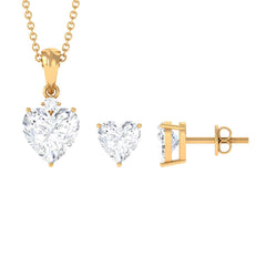 Heart Shape Moissanite Solitaire Pendant and Earrings