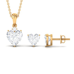 Heart Shape Moissanite Solitaire Pendant and Earrings