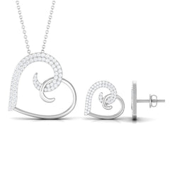 Modern Heart Necklace and Earrings with Moissanite