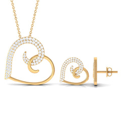 Modern Heart Necklace and Earrings with Moissanite