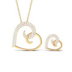 Modern Heart Necklace and Earrings with Moissanite