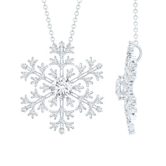 Cubic Zirconia Snowflake Necklace with Silver Chain