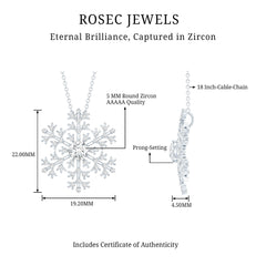 Cubic Zirconia Snowflake Necklace with Silver Chain
