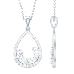 Designer Moissanite Teardrop Pendant Necklace