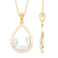 Designer Moissanite Teardrop Pendant Necklace