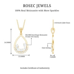 Designer Moissanite Teardrop Pendant Necklace