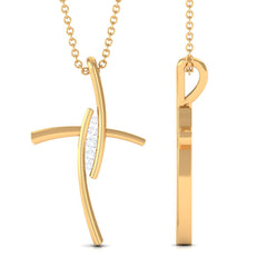 Moissanite Bypass Religious Cross Pendant Necklace