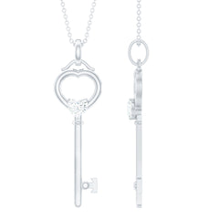 Certified Moissanite Key to My Heart Necklace for Women