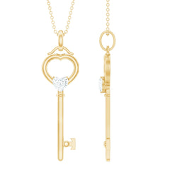 Certified Moissanite Key to My Heart Necklace for Women