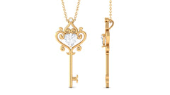 Certified Moissanite Heart Key Necklace for Women