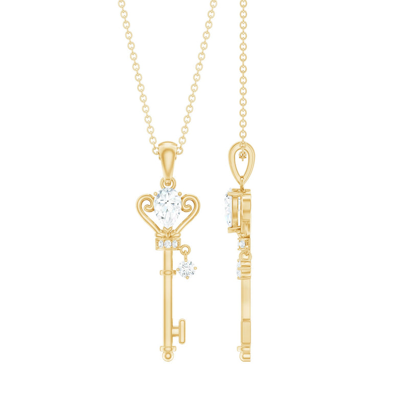 Vintage Moissanite Key Pendant for Women