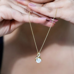 Yellow Gold Plated Silver 3.15 Carat Cushion Cut Moissanite Infinity Necklace