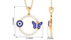 Certified Moissanite Eternity Evil Eye Necklace with Butterfly