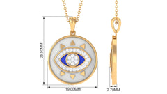 Moissanite and Evil Eye Disc Pendant Necklace