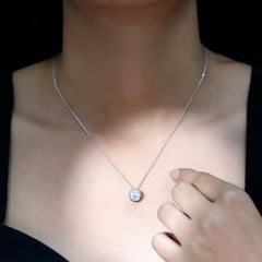Round Cut 8MM Cubic Zirconia Bezel Set Solitaire Necklace