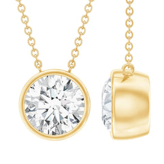 Round Cut 8MM Cubic Zirconia Bezel Set Solitaire Necklace