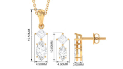 Certified Moissanite Two Stone Jewelry Set in Prong Setting