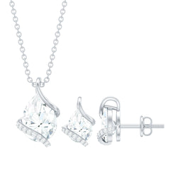 4 CT Pear and Round Shape Moissanite Teardrop Jewelry Set
