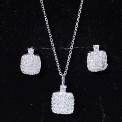 Round Moissanite Matching Necklace and Earrings Set