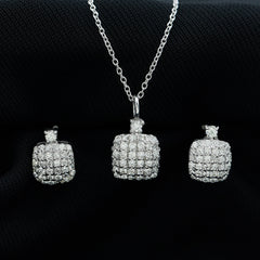 Round Moissanite Matching Necklace and Earrings Set